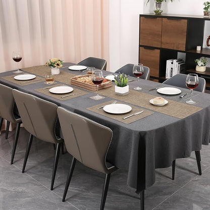 Table Runners 94 Inches Long, Dual-Sided Faux Leather Farmhouse Table Runner Waterproof Heatproof Non-Slip for Living Room Party Home Decor Holiday Decorations(Gray Beige, 12 x 94 Inch)
