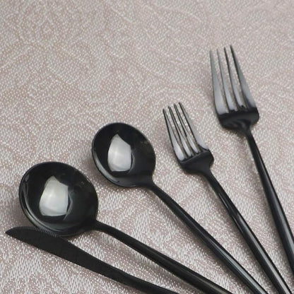 Gugrida Portable Silverware Set - 20-Piece Flatware Cutlery Set - 18/10 Stainless Steel - Mirror Polishing Black - Travel Elegant Modern Utensils - Service for 4 Include Steak Knife Dinner Fork Spoon