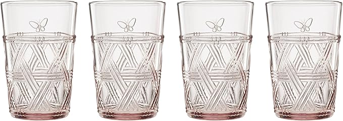 Lenox 896076 Butterfly Meadow Pink Tall Glasses, Set of 4