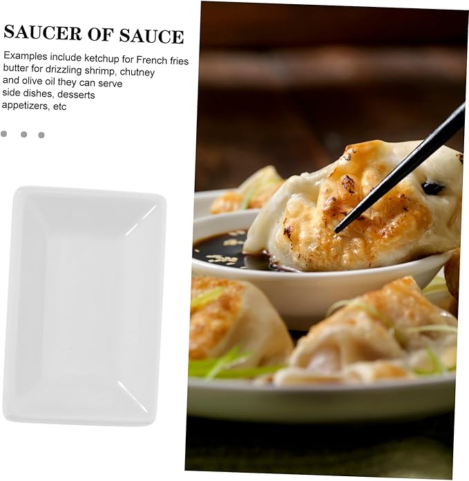 BESTOYARD 6pcs Ceramic Snack Plate Condiment Plate Serving Tray White Dishes for Appetizer Serving Sauce Bowls Soy Sauce Trays