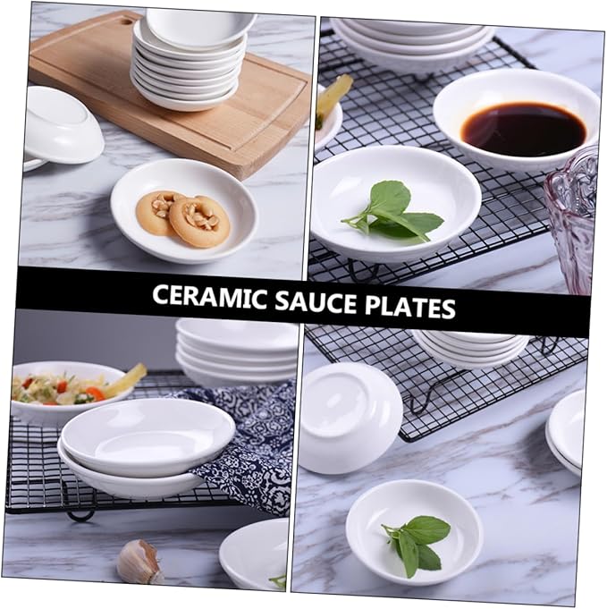 6pcs Ceramic Sauce Serving Plates Appetizer Holders for Condiments Dipping Elegant Design for Family Gatherings Restaurants Picnics