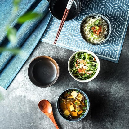 Kitchen Plates Ceramic Bowls, Japanese Soup Bowls, Commercial Retro Noodle Bowls, Salad Bowls Restaurant Plates(C)