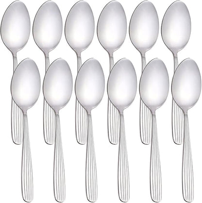 Dinner Forks, Spoons & Dinner knives Set, Food Grade Stainless Steel Silverware Set, Mirror Polished, Dishwasher Safe Flatware Set (12-Pcs, Dinner Spoons)