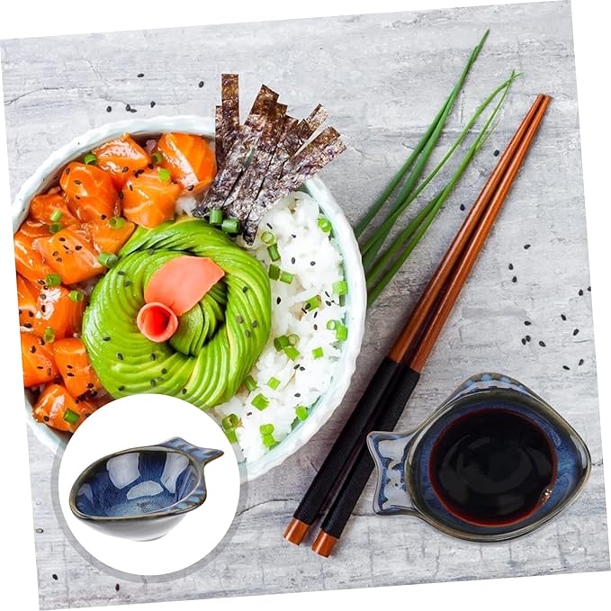 Fish Shaped Ceramic Sauce Dish Unique Appetizer Plate for Seasoning Dipping for Home Restaurants and Catering Easy to Clean Safe for Families Blue