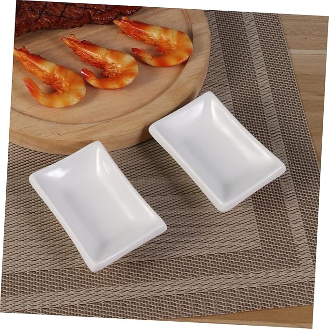 KICHOUSE 2 Pcs Pure White Ceramic Soy Sauce Tray Versatile Snack Serving Dish for Dipping Spices and Condiments Japanese Style Appetizer Plate for Everyday Use