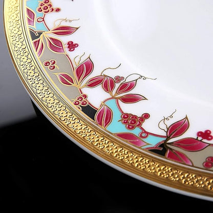Dinner Plates,Classic Pottery Tableware,Ceramics Dinner Sets, Embossed Phnom Penh 81 Pieces Bone China Dinnerware Set for Wedding Gifts | Porcelain Cereal Bowl
