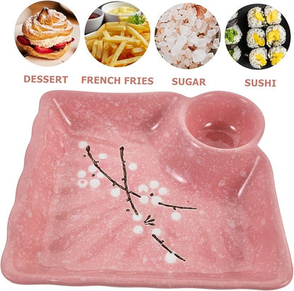 DECHOUS Creative Pink Dipping Bowl Ceramic Appetizer Plates for Sauces Seasonings and Condiments Home Restaurants and Catering Easy to Clean