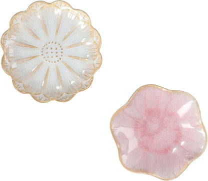 Leadigol 2pcs Sakura Shaped Ceramics Seasoning Dishes, Ketchup Appetizer Plates Vinegar Spice Salad Soy Sushi Seasoning Dipping Bowls Ceramics Plate