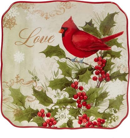 Certified International Winter's Medley 5.75" Canape/Luncheon Plates, Small, Multicolor, Set of 4