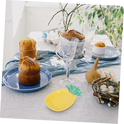 OUNONA 2pcs Ceramic Pineapple Sauce Dish Set Multifunctional Dipping Plates for Appetizers Seasoning Sauce Plates for Home Use and Parties