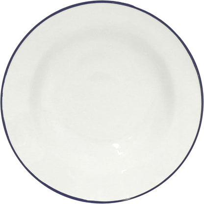 Costa Nova Ceramic Stoneware 8'' Soup Pasta Plate - Beja Collection, White & Blue | Microwave & Dishwasher Safe Dinnerware | Food Safe Glazing | Restaurant Quality Tableware
