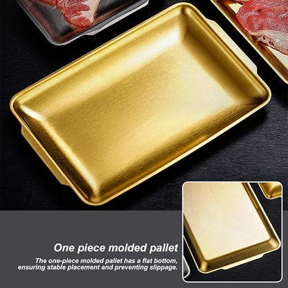 2 Pcs Serving Tray with Handles, Decorative Trays for Coffee Table, Stainless Steel Material, Non Stick Oil, Smooth and Easy to Clean(Silver,24x40CM/9x16IN)