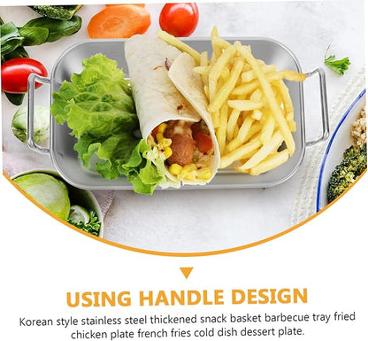 Cabilock Stainless Basket Serving Tray French Fries Holder Snack Plate BBQ Tray Family Party Accessory
