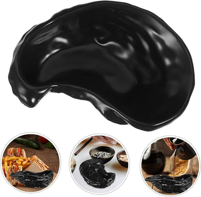 Ceramic Oyster Shell Food Server Matte Black Serving Plate for Hotel Dessert Dish Creative Seafood Appetizer Plate