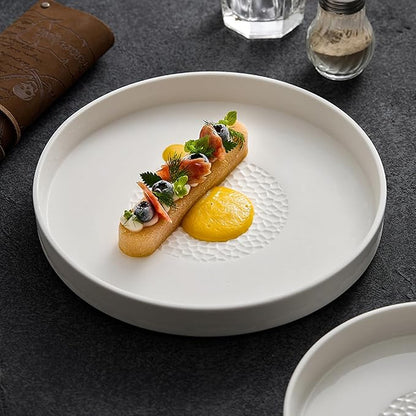 White Ceramic Appetizer Plates, Tableware for Salads, Steaks and Baking, Home Plates, Daily Feasts, Multiple Sizes, Microwave and Dishwasher Safe(Size:22 * 22 * 3CM,Color:White)
