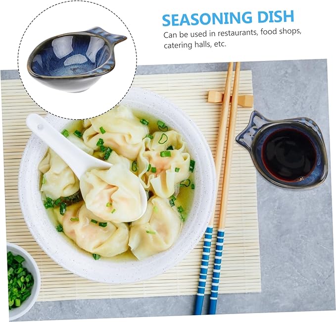 Ceramic Fish Shaped Sauce Dish Versatile Appetizer Plate for Condiments Fruits and Nuts Easy to Clean Serving Bowl for Home Restaurants and Picnics Blue