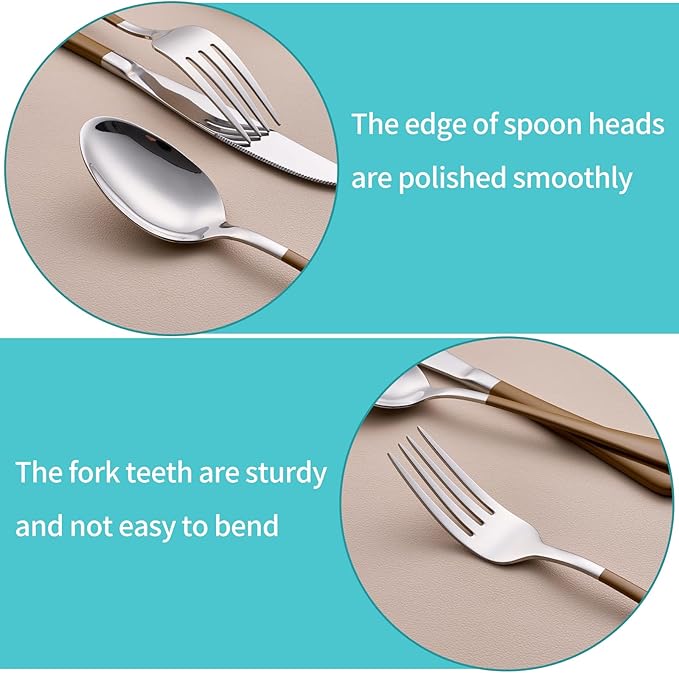 20-Piece Brown Silverware Set for 4, 18/0 Stainless Steel Flatware Cutlery Utensils Set, Include Dinner Knives,Dinner Forks,Dinner Spoons,Salad Forks,Teaspoons,Dishwasher Safe