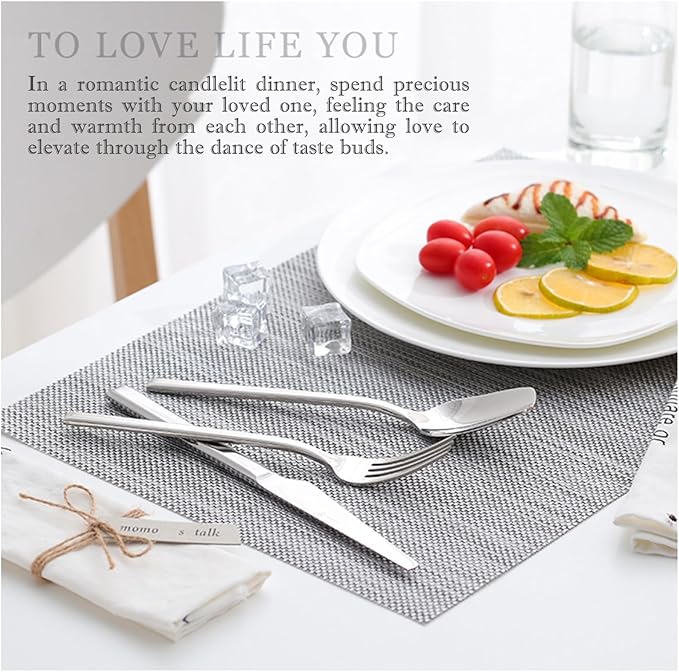 silverware set, 18/10 stainless steel flatware set for 12, 60-piece set, flatware sets with serving utensils, tableware set for dining restaurant hotel