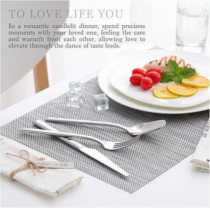 silverware set, 18/10 stainless steel flatware set for 12, 60-piece set, flatware sets with serving utensils, tableware set for dining restaurant hotel