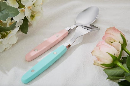 ANNOVA Silverware Set, Retro/Rivet Colorful Stainless Steel Tableware Kitchen Flatware Set Utensils, Includes Dinner Knives, Forks, Spoons, Salad Forks & Dessert Spoons (Pastel Mix, 20 Pieces)