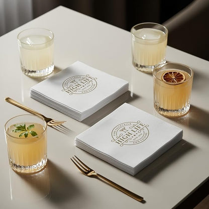 25Pcs 3 Ply Personalized Cocktail Napkins - Custom Napkins with Logo Photo Text - 4.8"x4.8" Customized Printed Logo Napkin for Business Bar Party Wedding Birthday Anniversary