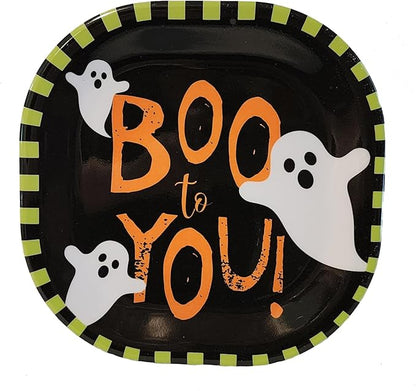 Kane Halloween 8-inch Melamine Appetizer Plates Set of 4 Skeleton Pumpkin Ghost Dessert Dinnerware