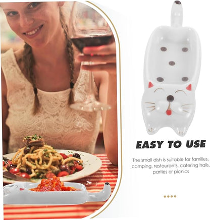 Happyyami Cute Cat Sauce Dish Multi Functional Dipping Container for Soy Sauce Condiments Snacks Plates for Kitchen Tabletop present for Parties Celebrations