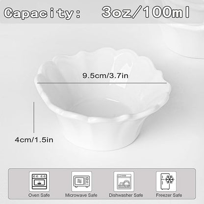 UIBFCWN 3.3oz White Dipping Bowl Set of 16, 3.7inch Ceramic Soy Sauce Dishes, Small Pinch Bowls for Condiment Sushi Olive Oil Ketchup, Dipping Sauce Cups/Bowls/Dishes for Kitchen