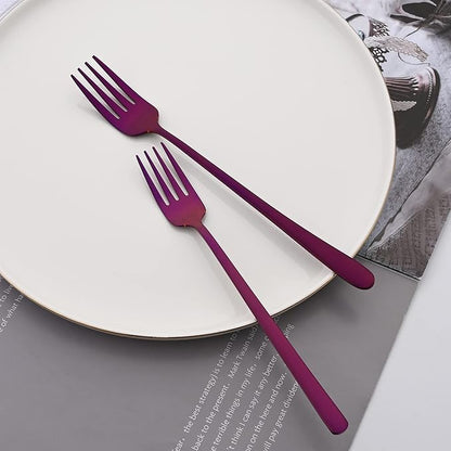30 Pieces Silverware Set, Purple-Flatware Cutlery Set Service for 6, 18/8 Stainless Steel Tableware Eating Utensils for Home/Hotel/Restaurant, Mirror Polished, Dishwasher Safe