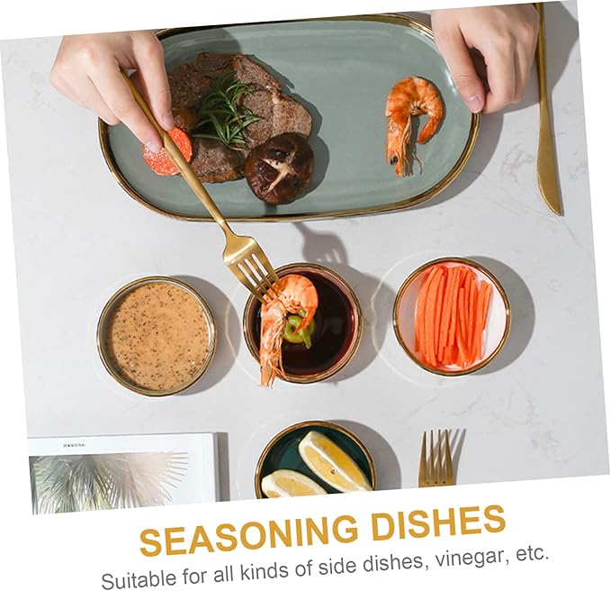 Ciieeo 4pcs Assorted Sauce Dishes Ceramic Seasoning Plates for Dipping Sauces Appetizers and Small Snacks for Home Restaurant and Catering Random Color