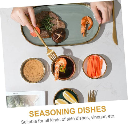 Ciieeo 4pcs Assorted Sauce Dishes Ceramic Seasoning Plates for Dipping Sauces Appetizers and Small Snacks for Home Restaurant and Catering Random Color