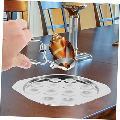 LIFKOME 1set Escargot Plate Compartments Snail Mushroom Serving Tray Food Grade Stainless Steel for Seafood Snails and Appetizers