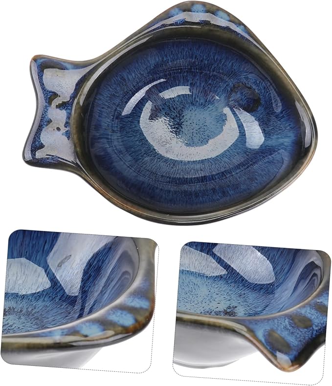 Fish Shaped Ceramic Sauce Dish Unique Appetizer Plate for Seasoning Dipping for Home Restaurants and Catering Easy to Clean Safe for Families Blue