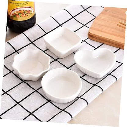 2PCS White Ceramic Dipping Dishes Japanese Style Porcelain Appetizer Plates for Sauces Seasonings and Condiments Elegant for Kitchen Dining