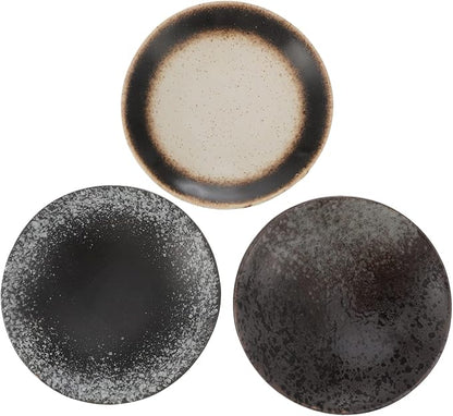 Cabilock 3-Piece Japanese Ceramic Snack Plates Set Household Seasoning Dishes Microwave Safe Flavor Bowls for Appetizers and Dipping Sauce