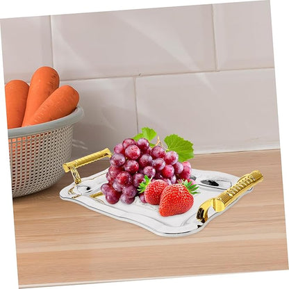 Unomor Elegant Stainless Steel Serving Tray Capacity Fruit Plate Versatile Desktop Fruit Tray Ktv Restaurant Dessert Serving Dish