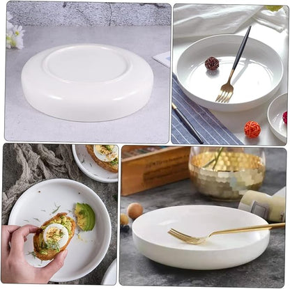 PRETYZOOM Delicate Ceramic Dinner Plate Small Sushi Plate Pasta Steak Salad Oven Freezer Safe White