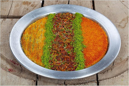 DLK - 2 x 13inch Aluminum Kunefe Tray, Kunafa Plate Set, Kunefe Pan Set of 2 for Sweet,Kunafeh or Kadaifi