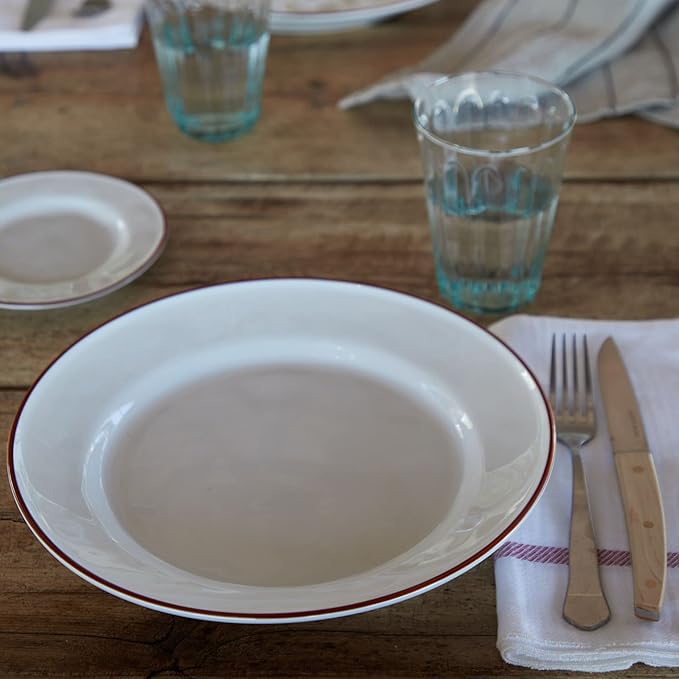 Costa Nova Ceramic Stoneware 11'' Dinner Plate - Beja Collection, White & Red | Microwave & Dishwasher Safe Dinnerware | Food Safe Glazing | Restaurant Quality Tableware