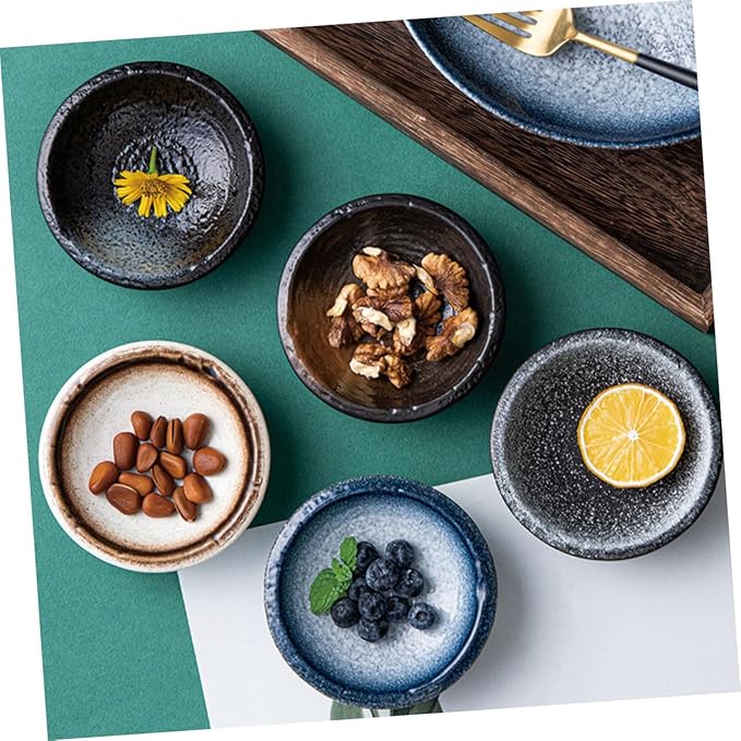 Happyyami 5pcs Ceramic Sauce Dishes Dipping Sauce Bowls Tray Seasoning Plate for Dishes Soy Dipping Bowls Appetizer Plates Decorative Condiment Vinegar Ceramic Condiment