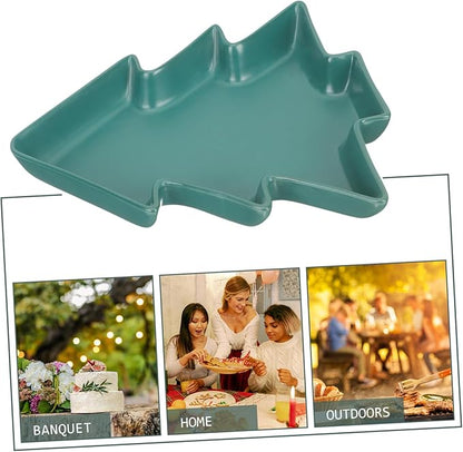 Christmas Tree Plate Elegant Ceramic Snack Dish for Nuts Fruits Appetizers for Holiday Parties Gatherings