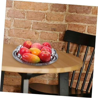 Silver Patterned Serving Tray Stainless Steel Snack Plate for Candy Fruit Tea Decorative Fruit Storage Holder for Home Party Picnic