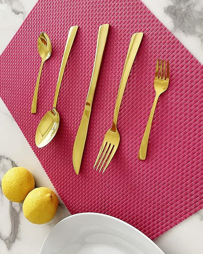 YIFONTIN 40-Piece Silverware Premium Stainless Steel Flatware Polished Cutlery Dinning Utensils Gift Dishwasher Safe for Home Housewarming School Canteen Restaurant Hotel Camping Picnic Travel, Gold.
