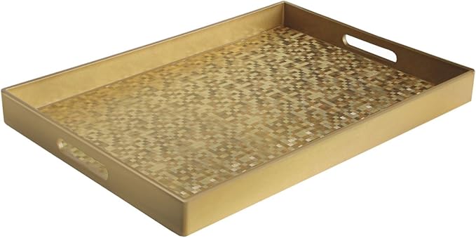 Accents by Jay Rectangle Mosaic Tray, Gold