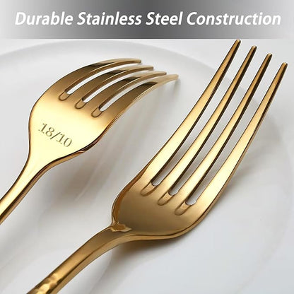 Quality Material Silverware Set with Squared Edge,18/10 Stainless Steel Cutlery Set,20 Piece Flatware Set,Service for 4,Dishwasher Safe(20)(gold)