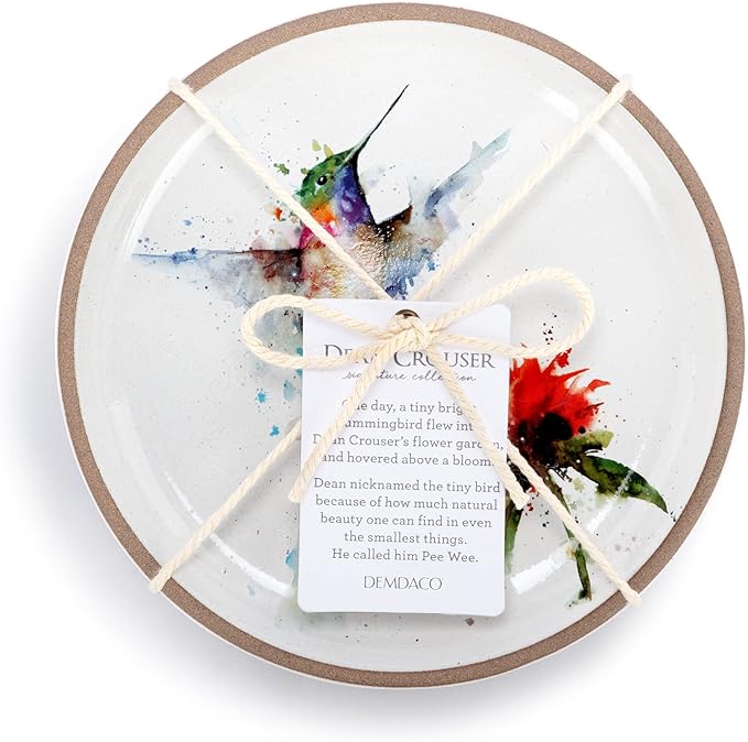 DEMDACO Watercolor PeeWee Birds 6.5 inch Stoneware Appetizer Plates Set of 4