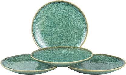 HENXFEN LEAD Dessert, Salad Plates 8 Inch, Porcelain Serving Dishes for Appetizers, Snacks, Pancakes - Kitchen Dinnerware Set Dishwasher, Microwave Safe - Reactive Green