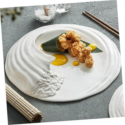 Ceramic Serving Plate for Appetizers and Cold Dishes Unique Pattern -inch Porcelain Dish for Parties and Home Use