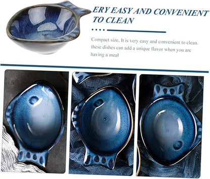 GLEAVI 2pcs Ceramic Sauce Dipping Dish Multifunctional Small Plates for Condiments Side Dishes Appetizers Japanese Retro Style Kitchenware for Home Restaurant Use
