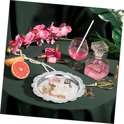 Elegant Silver Snack Plate Outdoor Serving Tray Decorative Jewelry Dish Dinnerware Dish for Parties